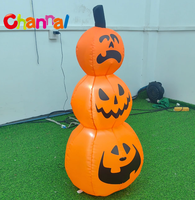Citrouille gonflable d'Halloween à 3 couches, citrouille empilée gonflable d'extérieur, décoration de jardin, ornement de fête avec lumière LED