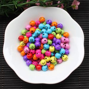 Perles alphabet en plastique acrylique, 500g/lot, couleurs pastel, perles intercalaires acryliques en vrac avec grand trou de 3,5 mm - Product Image 5
