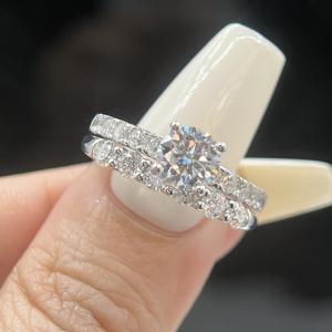 Роскошные Свадебные кольца с муассанитом для женщин VVS 1 карат D цвета 925 стерлингового серебра кольцо Вечность кольцо для помолвки ювелирные изделия - Product Image 1