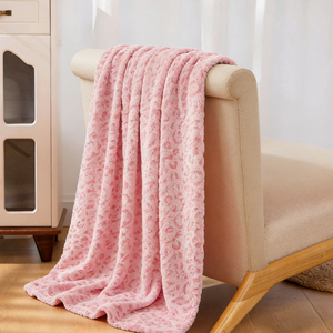 بطانية منسوجة من البوليستر بنقشة الفهد الوردية الأنيقة، ناعمة ودافئة ومريحة، بطانية فرو صناعي للديكور المنزلي لجميع المواسم، مخصصة حسب الطلب - Product Image 4