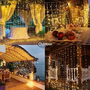 Nieuwe Jaar 3*3M Rgb Twinkle Kleurrijke Fairy String Lights Luces De Navidad Guirlande Kerst Outdoor Gordijn Led lichten