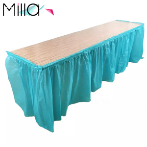 Falda <span class=keywords><strong>de</strong></span> <span class=keywords><strong>mesa</strong></span> <span class=keywords><strong>de</strong></span> plástico a prueba <span class=keywords><strong>de</strong></span> aceite, Rectangular, plisada, impermeable, 14 pies <span class=keywords><strong>de</strong></span> colores, para boda, fiesta <span class=keywords><strong>de</strong></span> cumpleaños, evento - Product Image 5