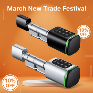 Serrure de porte intelligente avec <span class=keywords><strong>code</strong></span> de carte-clé européenne, cylindre intelligent TTLOCK Tuya IP SDK App, stockage de carte mémoire, serrure de porte intelligente réglable - Product Image 1