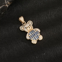 Pendentif Ours en Peluche en Laiton Plaqué Or 14K, Zircon Coloré, Motif Dessin Animé Mignon, Breloque Pavée, Bijoux Hip Hop Iced Out pour Hommes, Femmes et Enfants