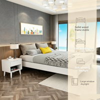 Meubles modernes en bois massif, lit moelleux Queen Tatami, style japonais avec rangement