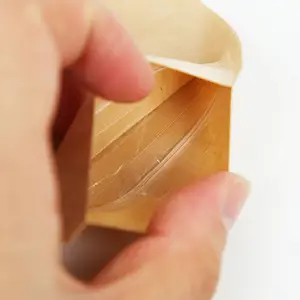 Bolsa de pie de papel Kraft biodegradable de calidad alimentaria personalizada con ventana transparente para alimentos