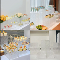Comptoir à desserts, buffet, décoration de banquet de mariage, support à pâtisserie, eau de thé de l'après-midi, ensemble de plateau de table d'affichage en acrylique ondulé