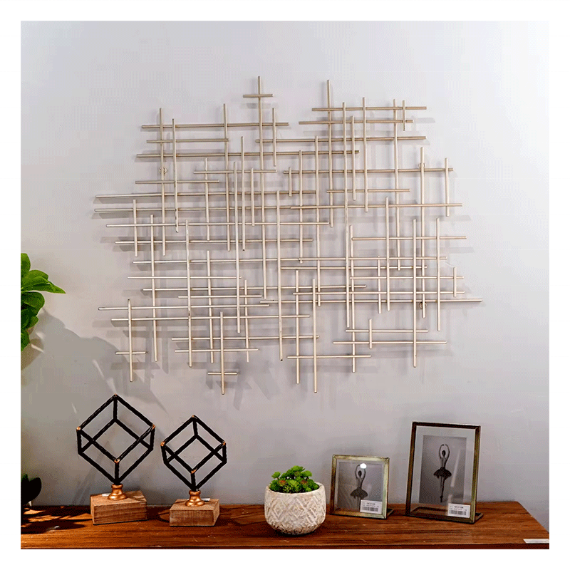 Moderne Metalen 3d Abstracte Kunst Geometrie Moderne Cross Luxe Hoge Kwaliteit Metalen Kunst Voor Woonkamer Metalen Wanddecoratie