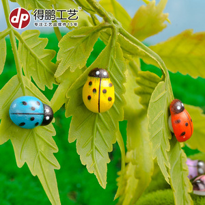 Wooden Colorful Beetle And Ladybug Crafts <b>Miniature</b> Landscape Moss Ornaments Handmade Diy Home Tabletop Decoration - Product Image 3