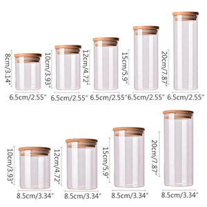 Günstige Maßgefertigte 180-2000ml Borosilikat-Aufbewahrungsgläser <span class=keywords><strong>Set</strong></span> Gewürzbehälter Flaschen Mit Bambusdeckel für die Küche - Product Image 3