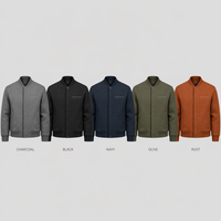 Blouson Bomber Varsity en Laine Personnalisé pour Homme, Gris Uni, Col et Poignets Côtelés, Bouton Unique, Léger, Style Baseball Universitaire Décontracté, OEM
