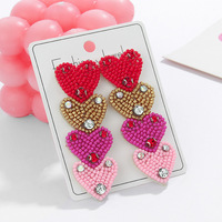 Valentijn Cadeau Liefde Vrouwen Kralen Oorbellen Roze Hart Bengelen Mode Sieraden Dames Oorbellen