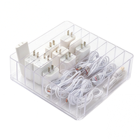 Boîte de rangement transparente amovible pour chargeurs et câbles, pour blocs de charge/câbles USB/petits objets