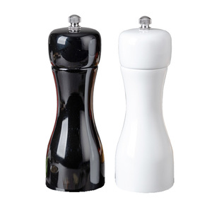 Moulin à sel et poivre manuel en bois, avec bouteille en verre et base en bois de caoutchouc, pour assaisonnement domestique - Product Image 1
