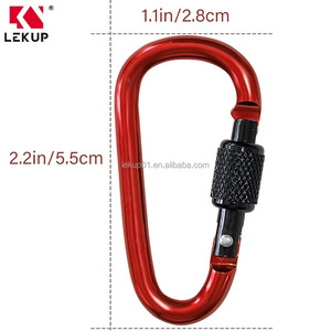 Mousqueton léger en aluminium de 2,2 pouces avec boucle porte-clés, verrouillage à ressort de sécurité, anneau en D personnalisable et clip mousqueton - Product Image 1
