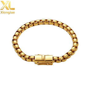 Nouveauté - Bracelet en Chaîne à Maillons en Acier Inoxydable Plaqué Or 18K - Forme de Perle Carrée - Cadeau pour Homme - Product Image 2