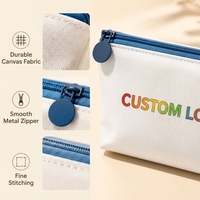 Pochette de voyage zippée réutilisable personnalisable avec logo, écologique, pour mini trousse de maquillage en toile vierge