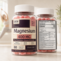 Gummies de magnésium personnalisées à marque privée, sans sucre, saveur baies, pour soutenir la relaxation musculaire, améliorer l'humeur et la santé cardiaque – Complément alimentaire
