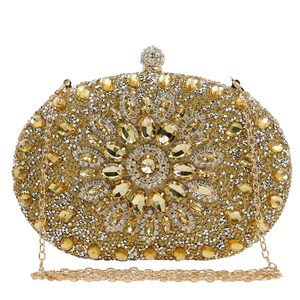 Lady çiçek şekilli Rhinestone el çantası için lüks kristal elmas akşam balo çanta - Product Image 2