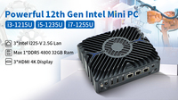 Mini PC de Alto Rendimiento de 12.ª Generación con Intel I7-1255U de 10 Núcleos, Sin Ventilador, 3x2.5G LAN, 3xHD-MI 4K, DDR5, 2COM RS232/485 para Visión Artificial
