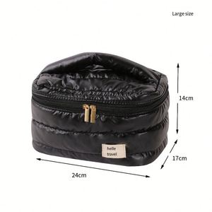 <b>Large</b> Capacity Waterproof Travel Makeup Bag Portable Cosmetic Organizer with Brush Compartment Silver Toiletry Bag - Product Image 2