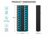 Casier de recharge intelligent à 20 compartiments pour téléphones portables, avec codage automatique, pour centres commerciaux, aéroports, gymnases et bureaux