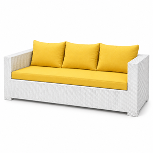 White PE Material Tropical Design Outdoor Lounge Set <b>Hanging</b> <b>Chair</b> Yellow Cushions Weather Resistant Durable Exterior Courtyard - Product Image 4