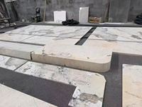 Comptoirs incurvés en granit blanc Patagonia poli, comptoirs ronds en pierre Patagonite