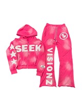 Ensemble pantalon de survêtement et sweat à capuche personnalisé en coton vieilli coupé et cousu avec fermeture à glissière et délavé à l'acide