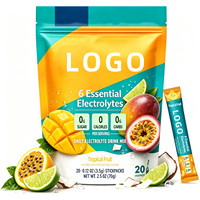 Sachets de poudre d'électrolytes aux fruits tropicaux, boisson hydratante Keto sans sucre avec six électrolytes pour les journées à la plage