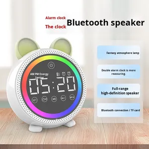 Phim hoạt hình nhỏ dễ thương phòng ngủ phòng khách cạnh giường ngủ bàn Bàn LED đầy màu sắc ánh sáng đèn âm nhạc Bluetooth Loa kỹ thuật số Đồng hồ báo thức - Product Image 3