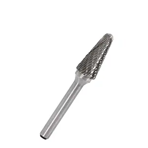 China Solid Tungsten Carbide Burrs Double Cut Rounded Cone Taper Shape SL rotary file carbide burr