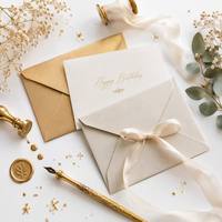Sobres de Papel Dorado Personalizados al por Mayor, Logotipo Estampado en Caliente, Invitación de Boda de Lujo, Papel Premium, Paquete a Granel Multicolor