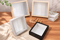 Nouvelle Arrivée Cadre Photo Boîte à Ombre en Bois Noir Profondeur 3cm Tailles 5x7 8x10 16x20 A3 A4 Protection UV