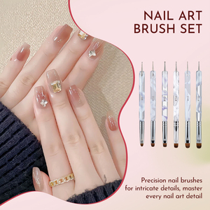 Ensemble de pinceaux à ongles en gel à double extrémité personnalisé 2 en 1, motif marbré, poils en nylon pour la manucure en salon - Product Image 6