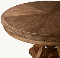 Table Ronde Minimaliste Rétro Américaine en Bois Massif Sculpté pour la Salle à Manger, Idéale pour les Petites Familles, les Restaurants ou comme Meuble de Maison