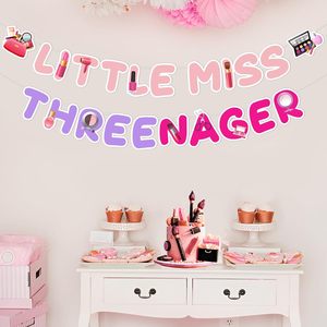Décorations et accessoires de maquillage pour fête d'<span class=keywords><strong>anniversaire</strong></span> de 3 ans pour petites filles, bannière pour fête spa et salon - Product Image 1