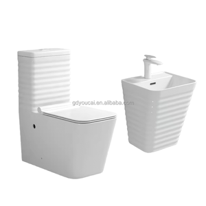 Amélioration de la salle de bain Toilette blanche à rebord doré WC Combinaison de lavabo de toilette Nigeria Mise à niveau compétitive 1 pièce Toilette à <span class=keywords><strong>prix</strong></span> réduit - Product Image 3