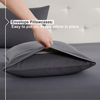 Parure de draps King Size en lin 100% coton égyptien, 600 fils, 4 pièces, gris graphite, doux et rafraîchissant, drap-housse de 16 pouces de profondeur