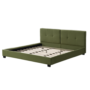 King Size Adjustable Velvet Bed <b>Frames</b> Modern Upholstered Platform Bed with Curved Tufted Headboard and Soft Square Corners - Product Image 3