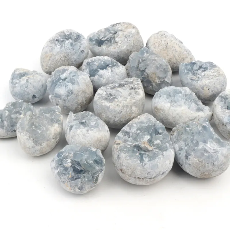 थोक प्राकृतिक क्रिस्टल कच्चे नीले केल्साइट पत्थर kyanite geode अंडे के लिए सजावट