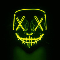 Masque LED en V en PVC à lumière froide, style EL, pour Halloween, fête masquée, horreur - Nouveauté 2026, vente en gros