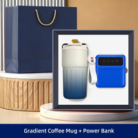 Ensemble cadeau 2-en-1 : Mug dégradé et batterie externe portable, impression personnalisée pour les voyageurs d'affaires et les cadeaux de bien-être pour les équipes de bureau