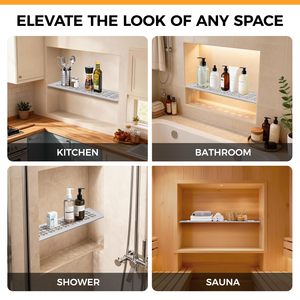 Étagère de rangement pour <span class=keywords><strong>douche</strong></span>, niche adaptée aux panneaux préfabriqués <span class=keywords><strong>Schluter</strong></span> Kerdi Board SN/-SNLT, finition brossée, acier inoxydable 304 - Product Image 4