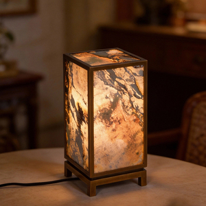 Elegantly Modern Eco-Friendly <b>LED</b> Warm <b>Light</b> Middle Bronze Natural Stone Table Lamp for <b>Tea</b> House Restaurant Livingroom - Product Image 1
