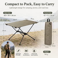 Table de camping pliable en alliage d'aluminium, table de pêche, de pique-nique, de barbecue, de plage, ultralégère, portable, pliable, 60x39x39cm, pour l'extérieur
