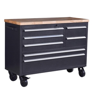 Rubberwood top mobiele werkbank 7-lade kast tool winkelwagen garage opslag tool trolley