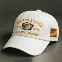 Gorra de Béisbol Patriótica del 250 Aniversario de EE. UU. con Bordado de Águila y Bandera, de Algodón Lavado, Visera Curva, Ajustable, para Uso Diario