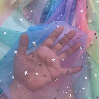 Personnalisation de la reliure et de l'emballage PL, Tulle polyester à paillettes étoiles et lunes 5 couleurs pour tutus d'enfants, tenues de fête, chemins de table et décors