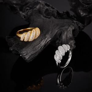 2026 Heavy Twisted Rope Full <b>Diamond</b> S925 Sterling Silver Paved Moissanite Two Tone Closed Luxury Wide Band Ladies <b>Ring</b> - Product Image 3
